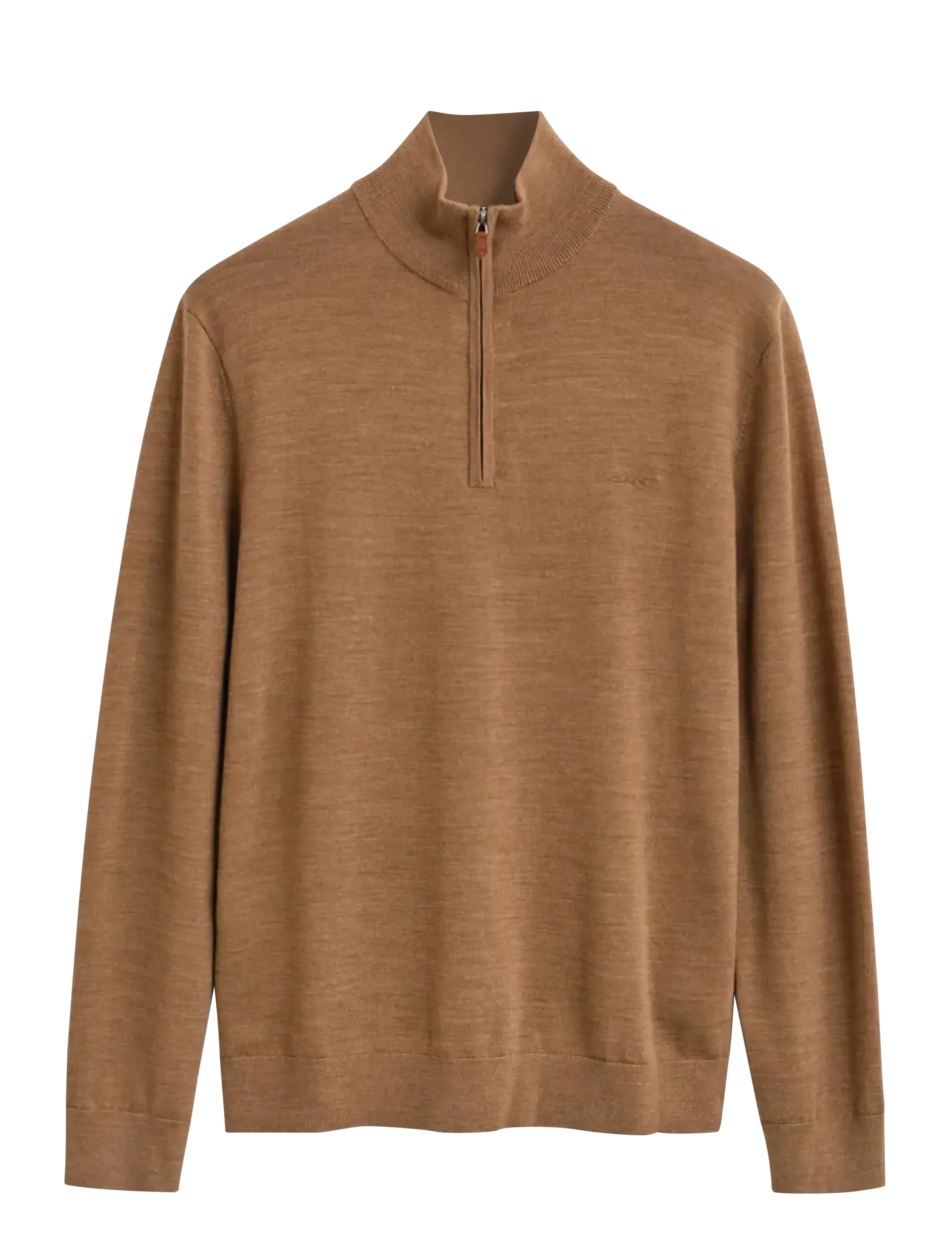 Gant EXTRAFINE MERINO WOOL HALF ZIP - Stickat - DK. SAND MELANGE / brown