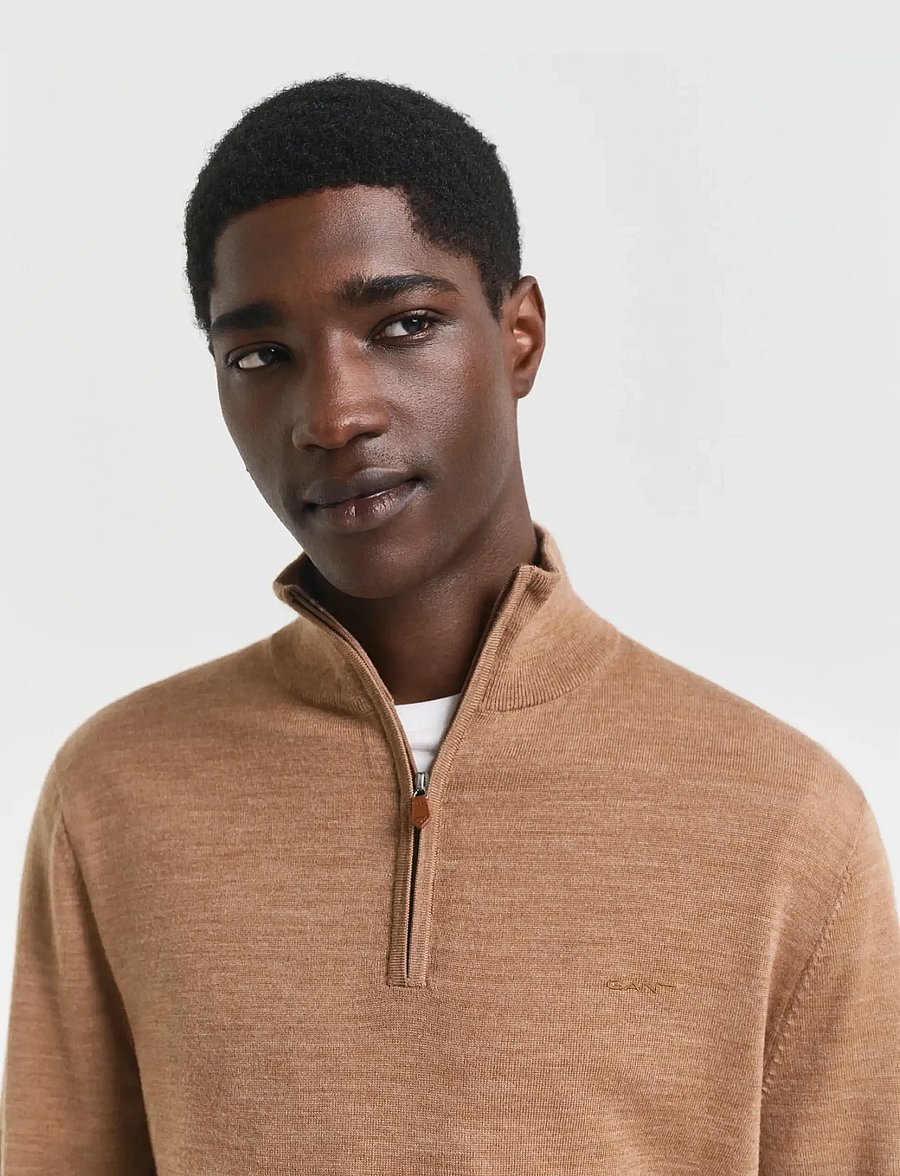 Gant - EXTRAFINE MERINO WOOL HALF ZIP - half zip-tröjor - dk. sand melange - 3