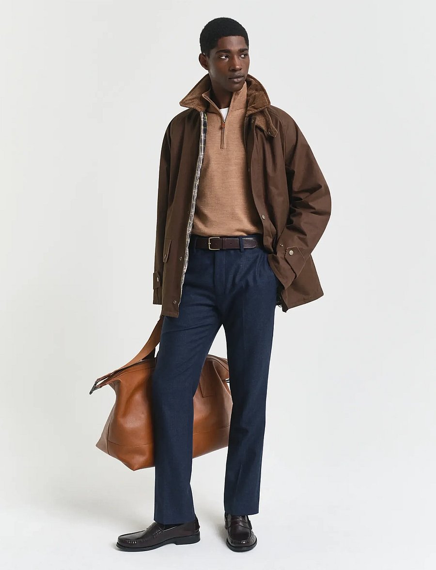 Gant - EXTRAFINE MERINO WOOL HALF ZIP - half zip-tröjor - dk. sand melange - 4