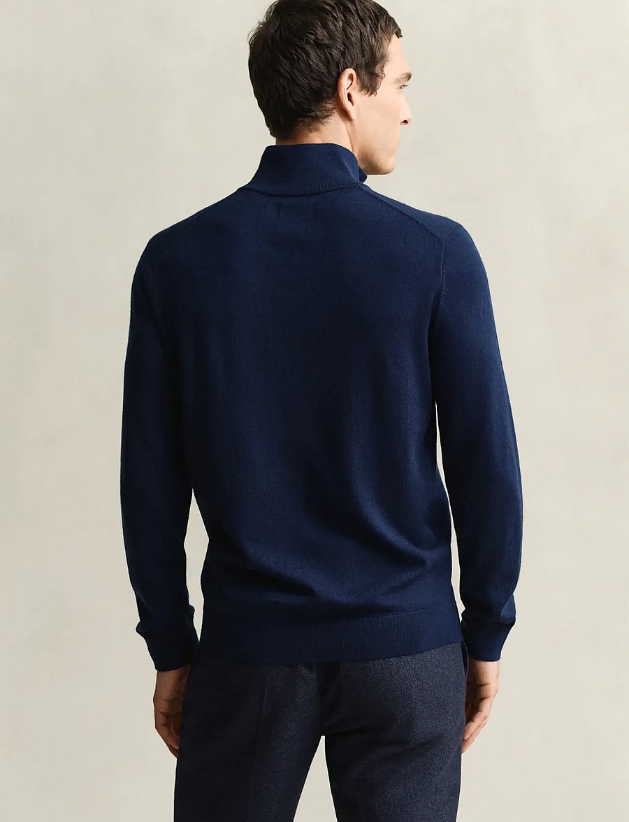 Gant - EXTRAFINE MERINO WOOL HALF ZIP - halfzip strik - marine - 2