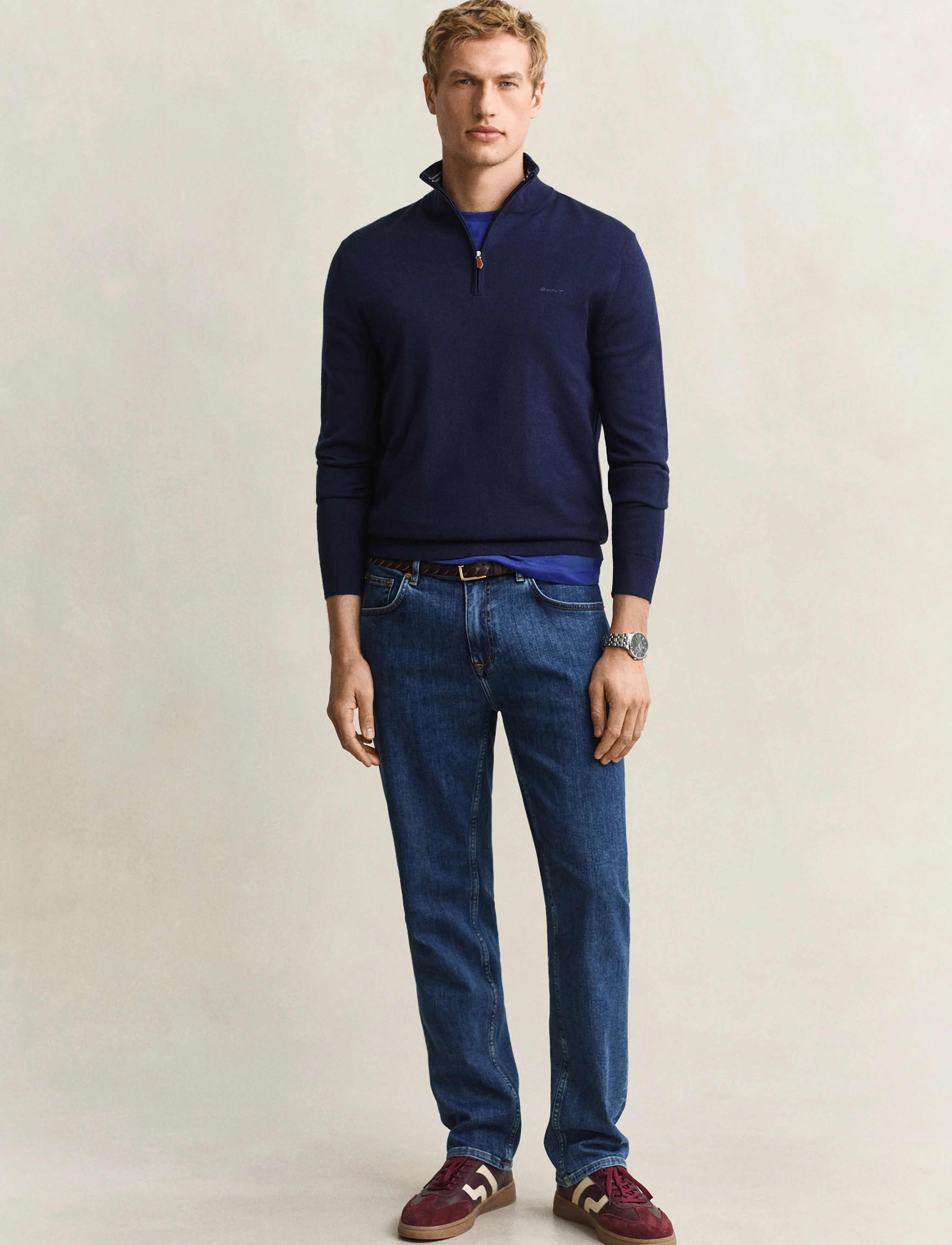 Gant - EXTRAFINE MERINO WOOL HALF ZIP - herbstliche kleidung - marine - 5