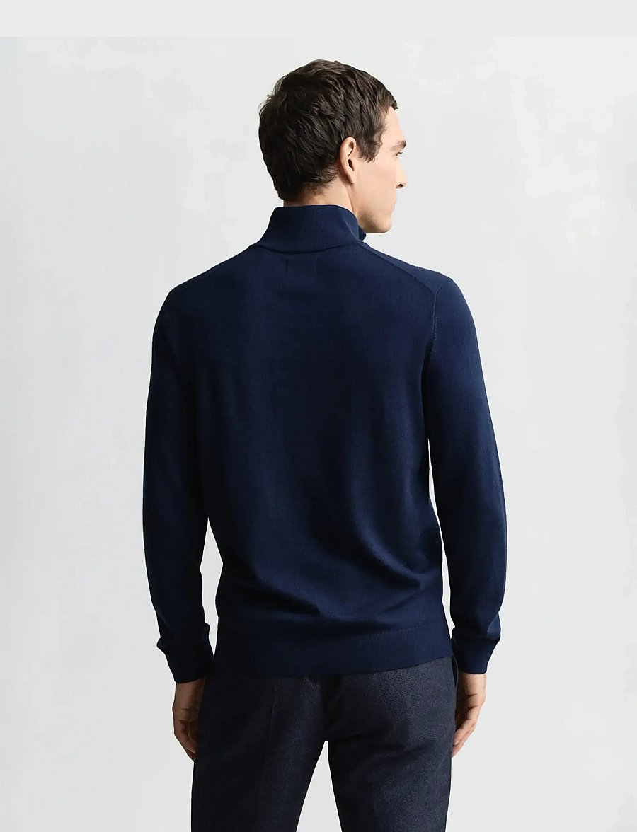 Gant - EXTRAFINE MERINO WOOL HALF ZIP - halfzip strik - marine - 5