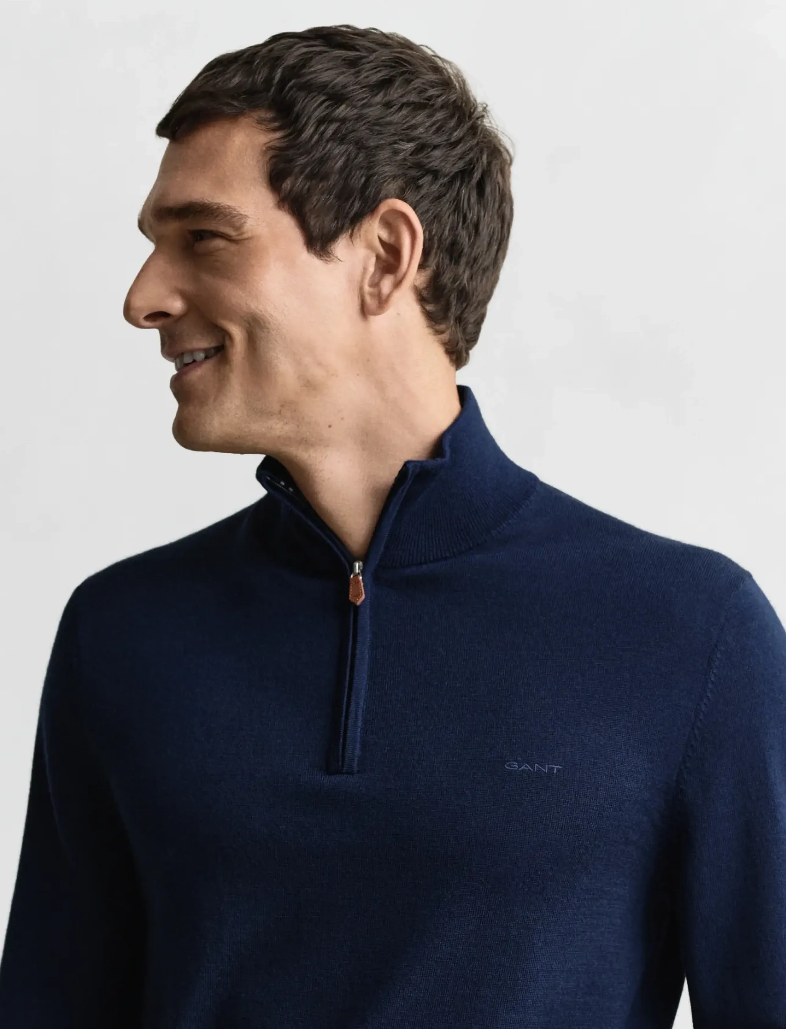 Gant Extrafine Merino Wool Half Zip stickade tröjor herr – bild 7