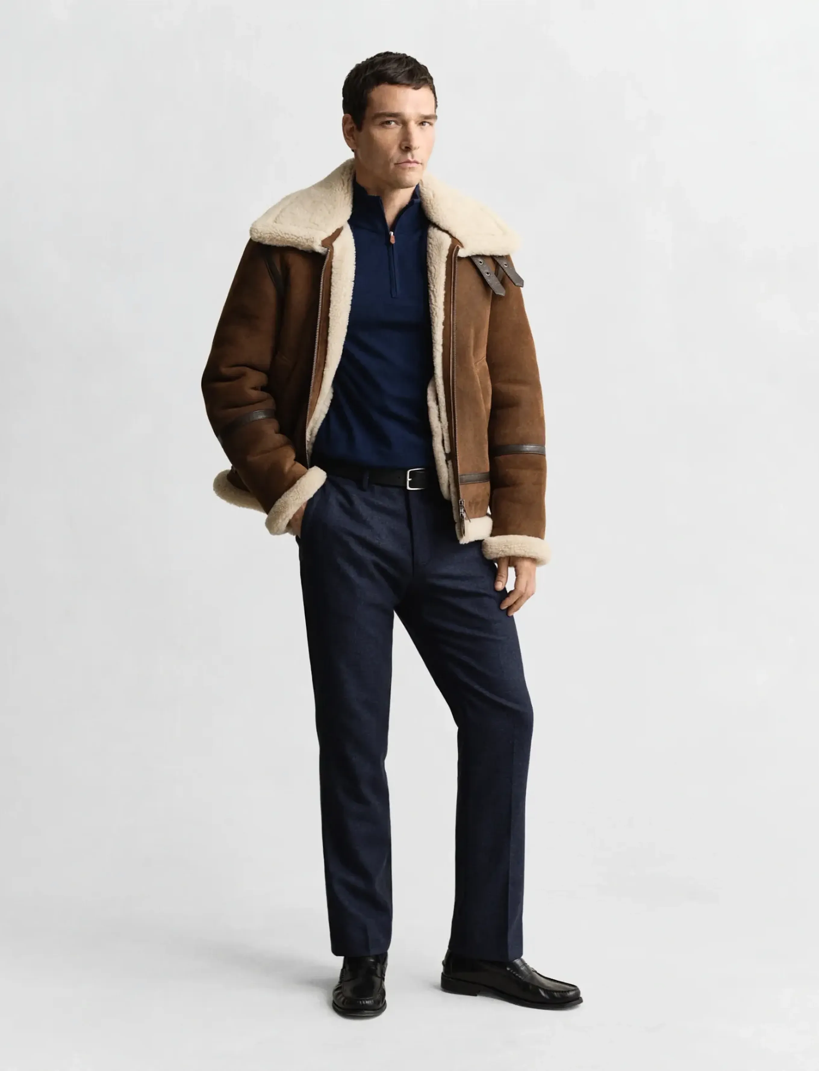 Gant Extrafine Merino Wool Half Zip stickade tröjor herr – bild 8