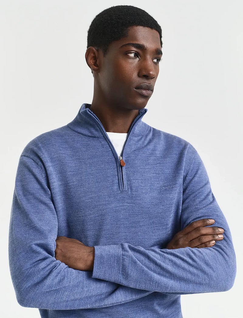 GANT - EXTRAFINE MERINO WOOL HALF ZIP - pullover mit halbem reißverschluss - stone blue melange - 3