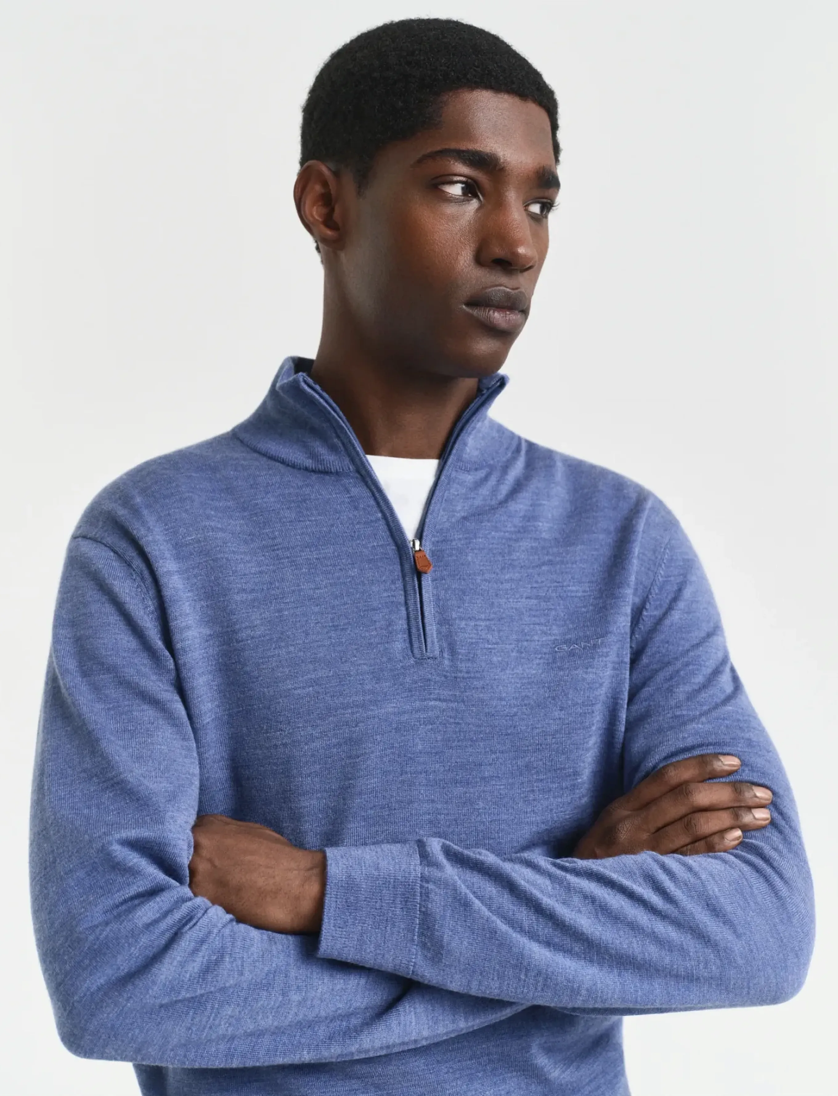 Gant - EXTRAFINE MERINO WOOL HALF ZIP - half zip jumpers - stone blue melange - 3