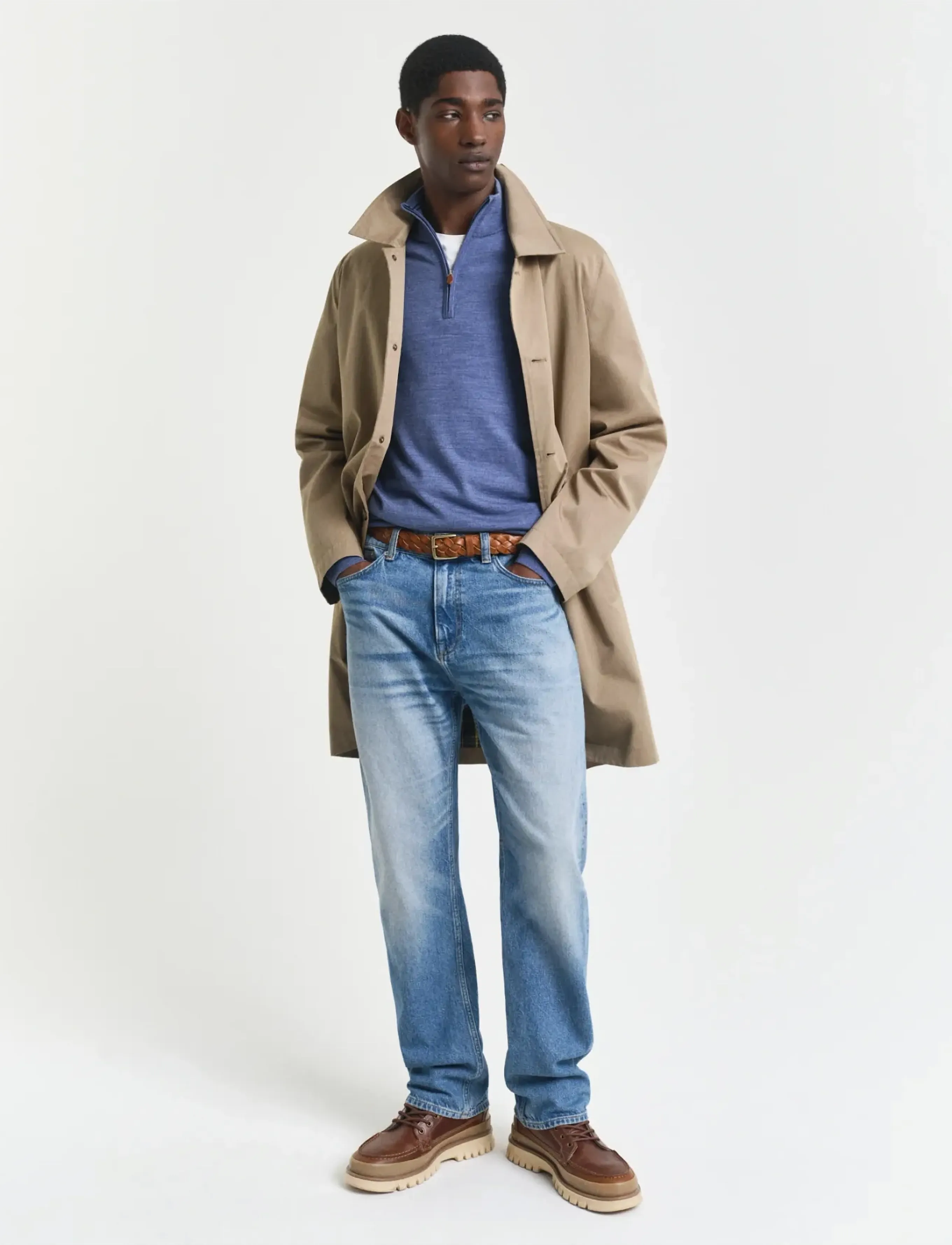 Gant - EXTRAFINE MERINO WOOL HALF ZIP - half zip jumpers - stone blue melange - 4