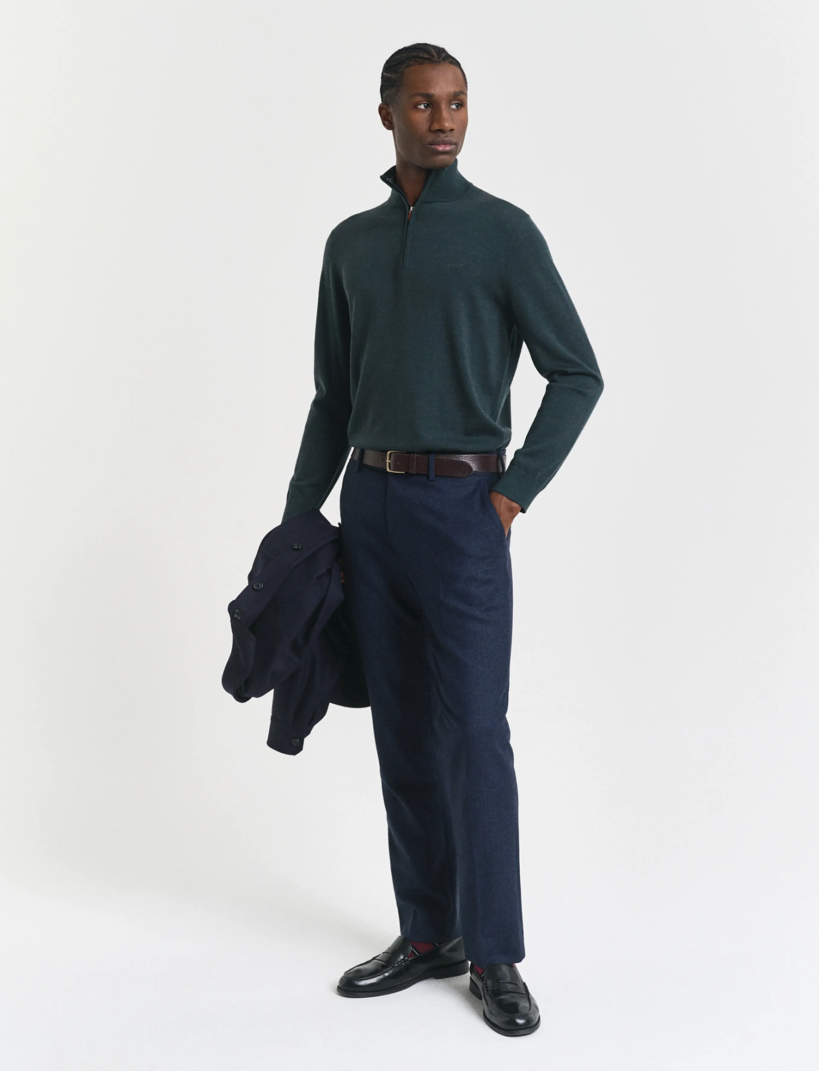 Gant - EXTRAFINE MERINO WOOL HALF ZIP - half zip-tröjor - tartan green - 4