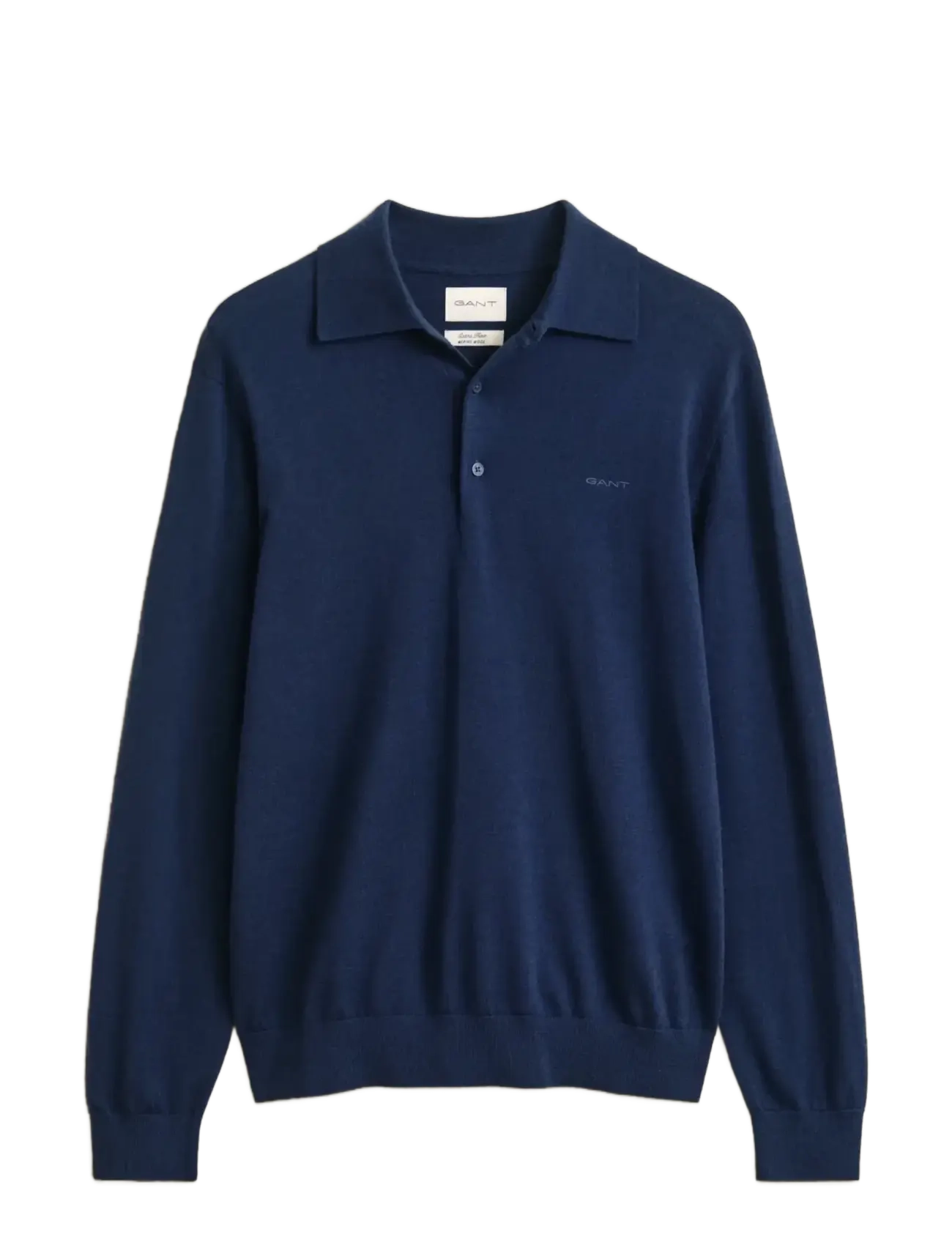Gant EXTRAFINE MERINO WOOL POLO - Long-sleeved knitted polos - MARINE / navy