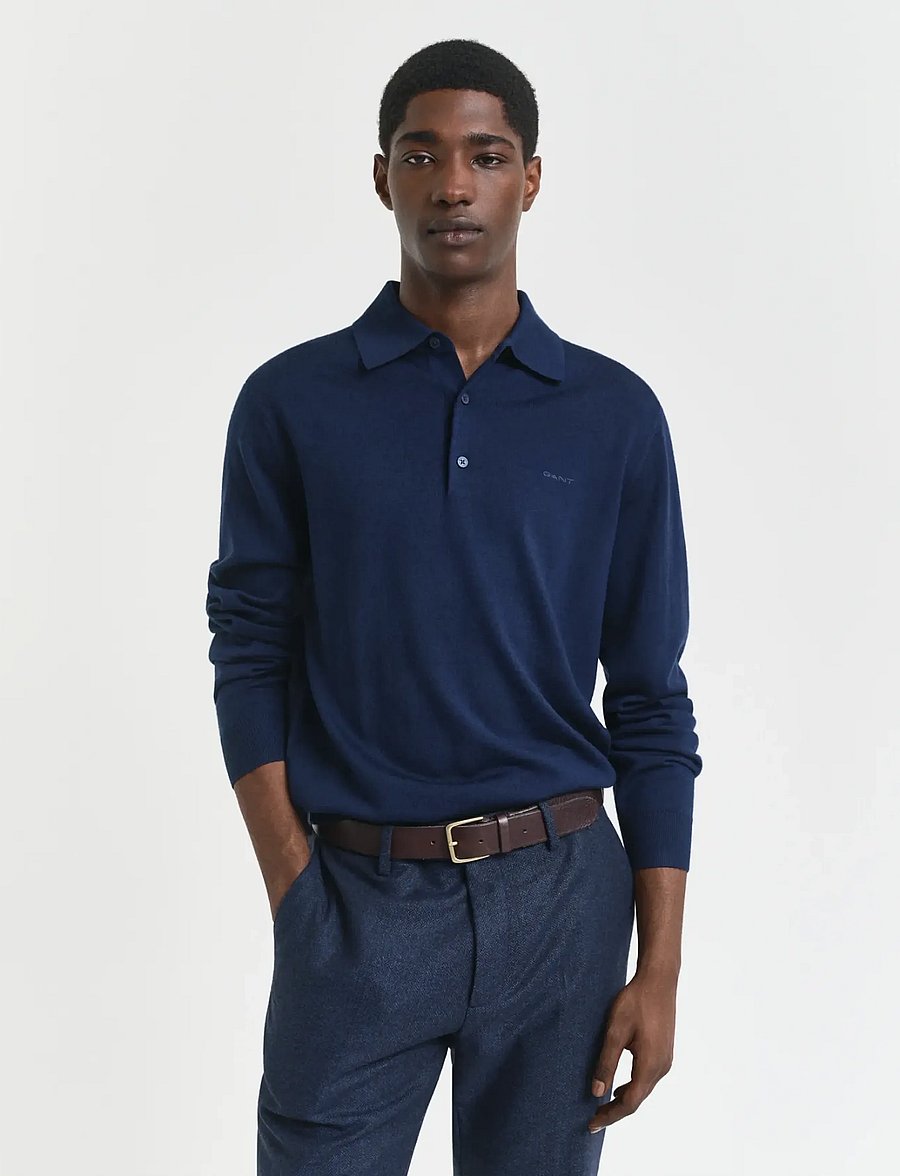 Gant - EXTRAFINE MERINO WOOL POLO - marine - 0