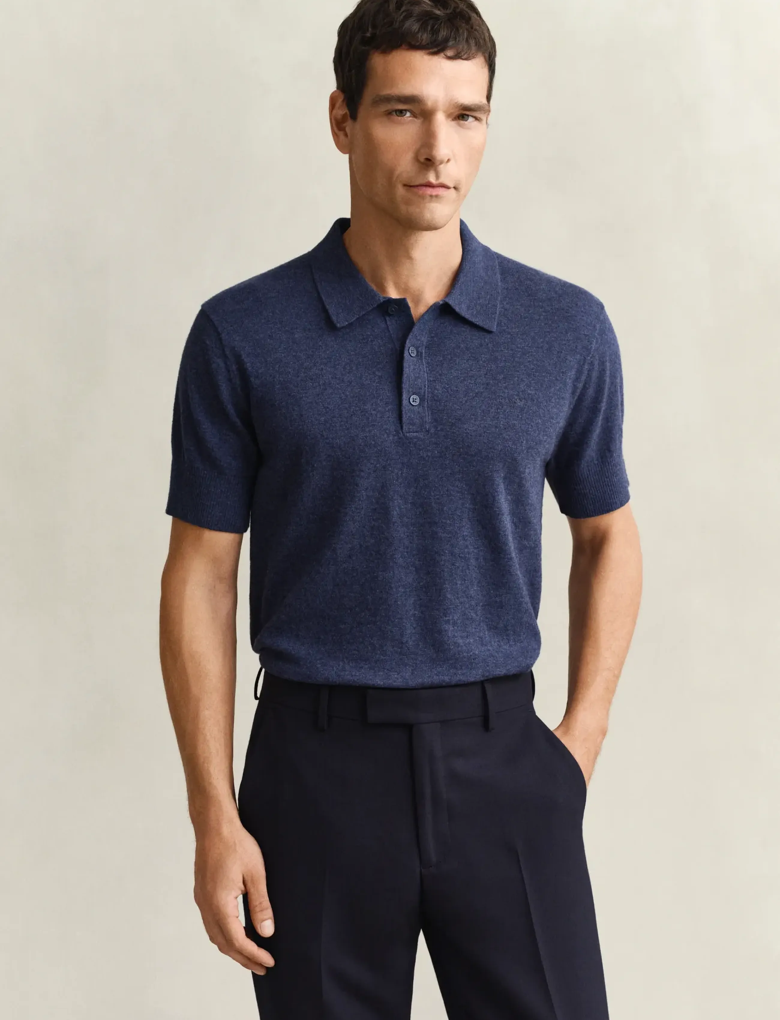 Gant Slub Cotton Linen Ss Polo, XXL, Polos, Marineblau - Short-sleeved, Männerswear