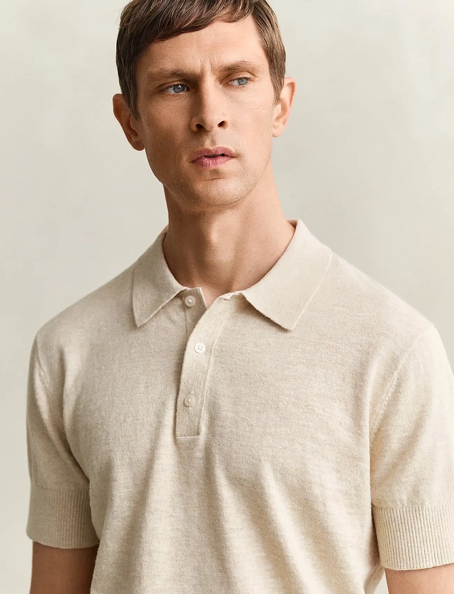 Gant - SLUB COTTON LINEN SS POLO - kurzärmelig - seed melange - 3