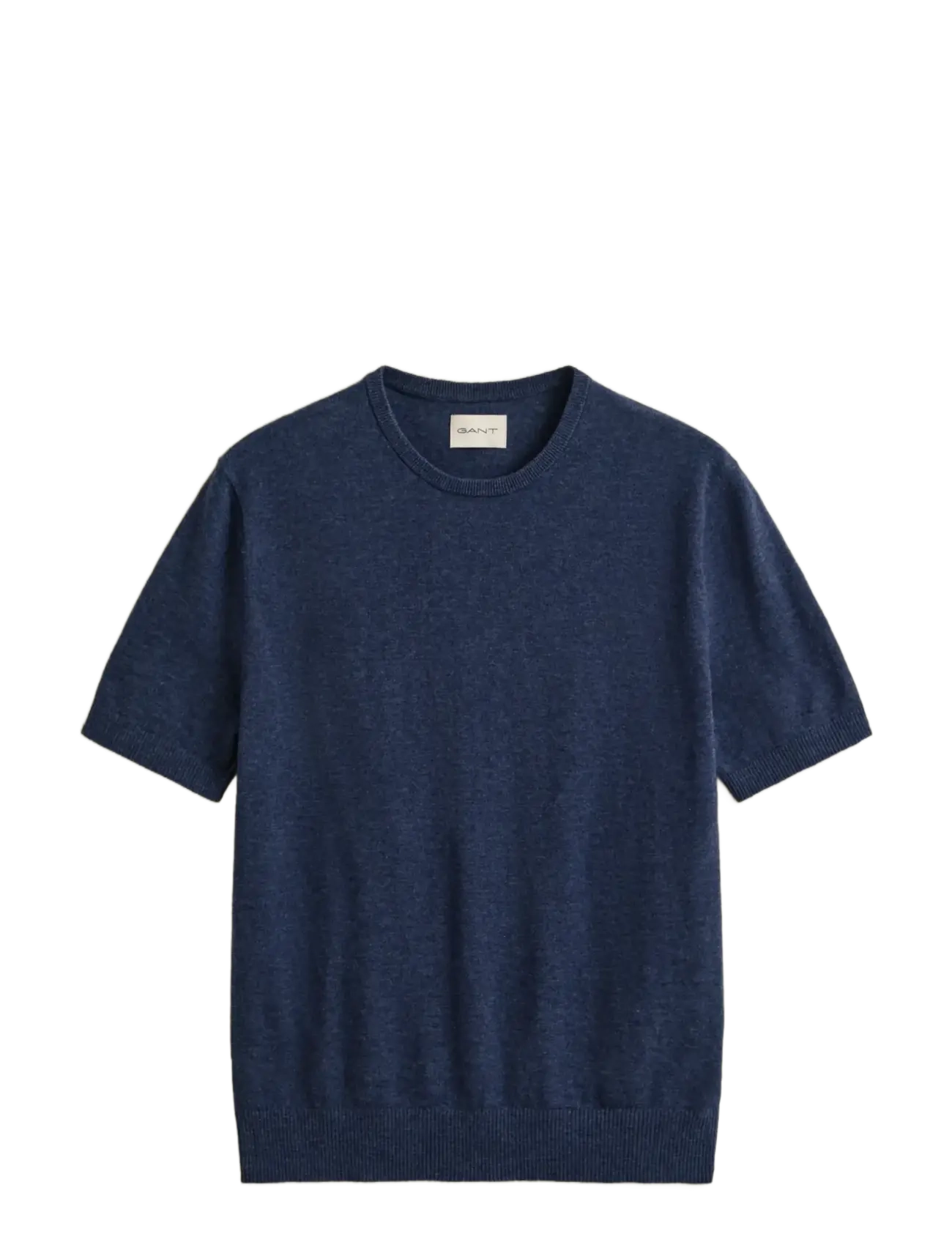 GANT SLUB COTTON LINEN SS C-NECK - Premium-Styles - DARK INDIGO MELANGE / navy