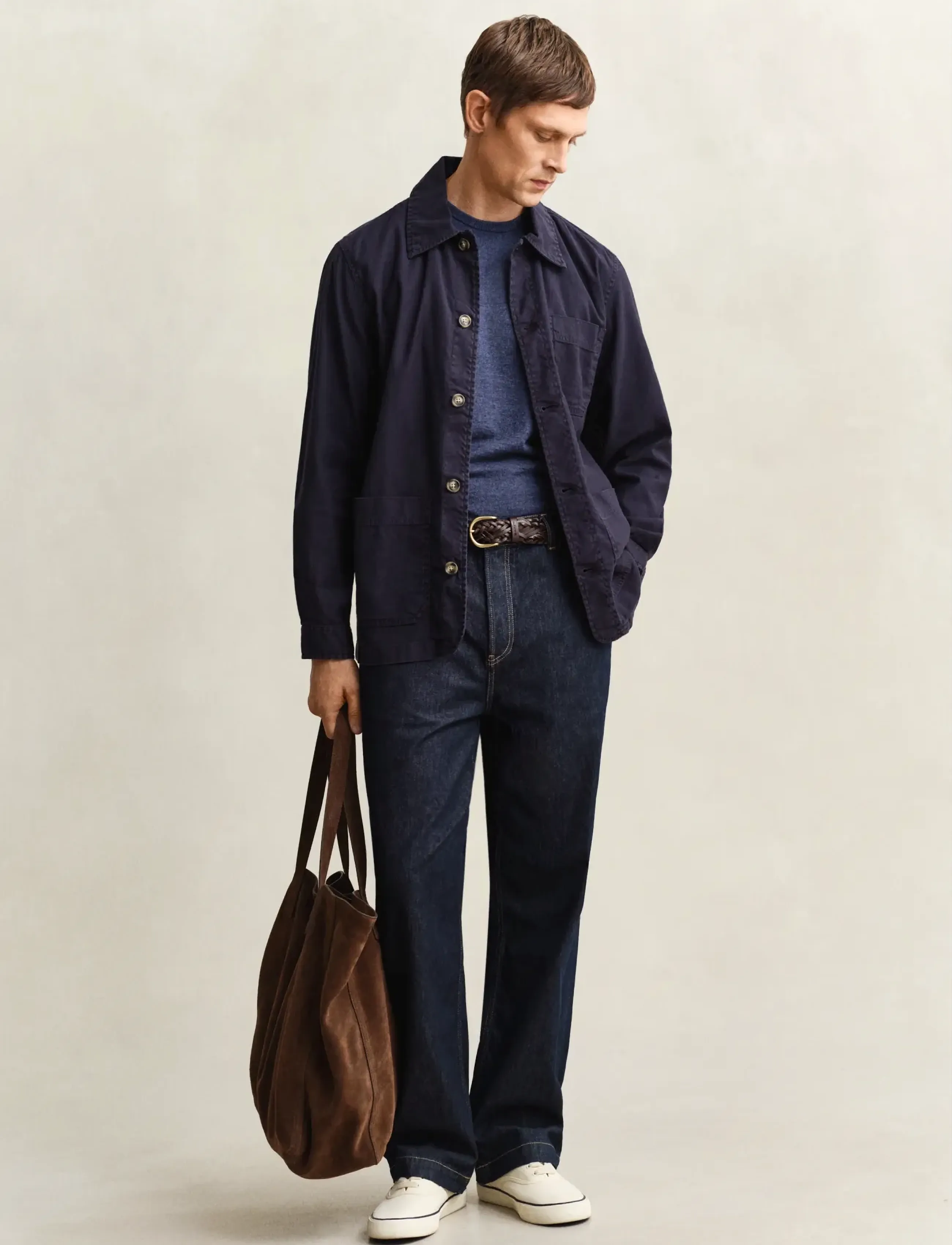 Gant - SLUB COTTON LINEN SS C-NECK - kortærmede t-shirts - dark indigo melange - 4