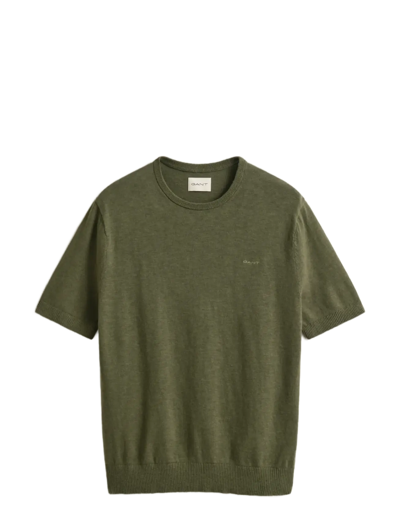 GANT SLUB COTTON LINEN SS C-NECK - GANT - DRY HERB GREEN / khaki/green