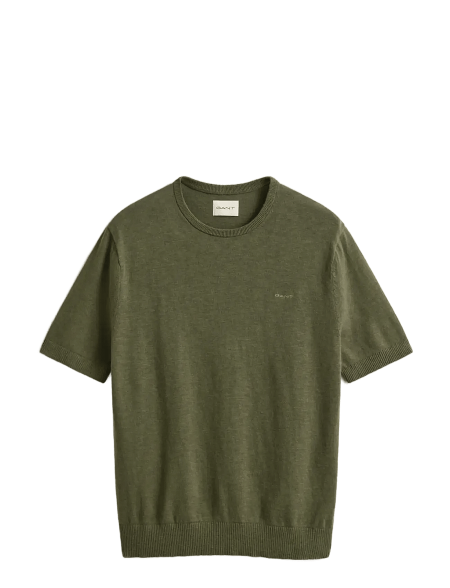 Gant - SLUB COTTON LINEN SS C-NECK - t-shirts à manches courtes - dry herb green - 1
