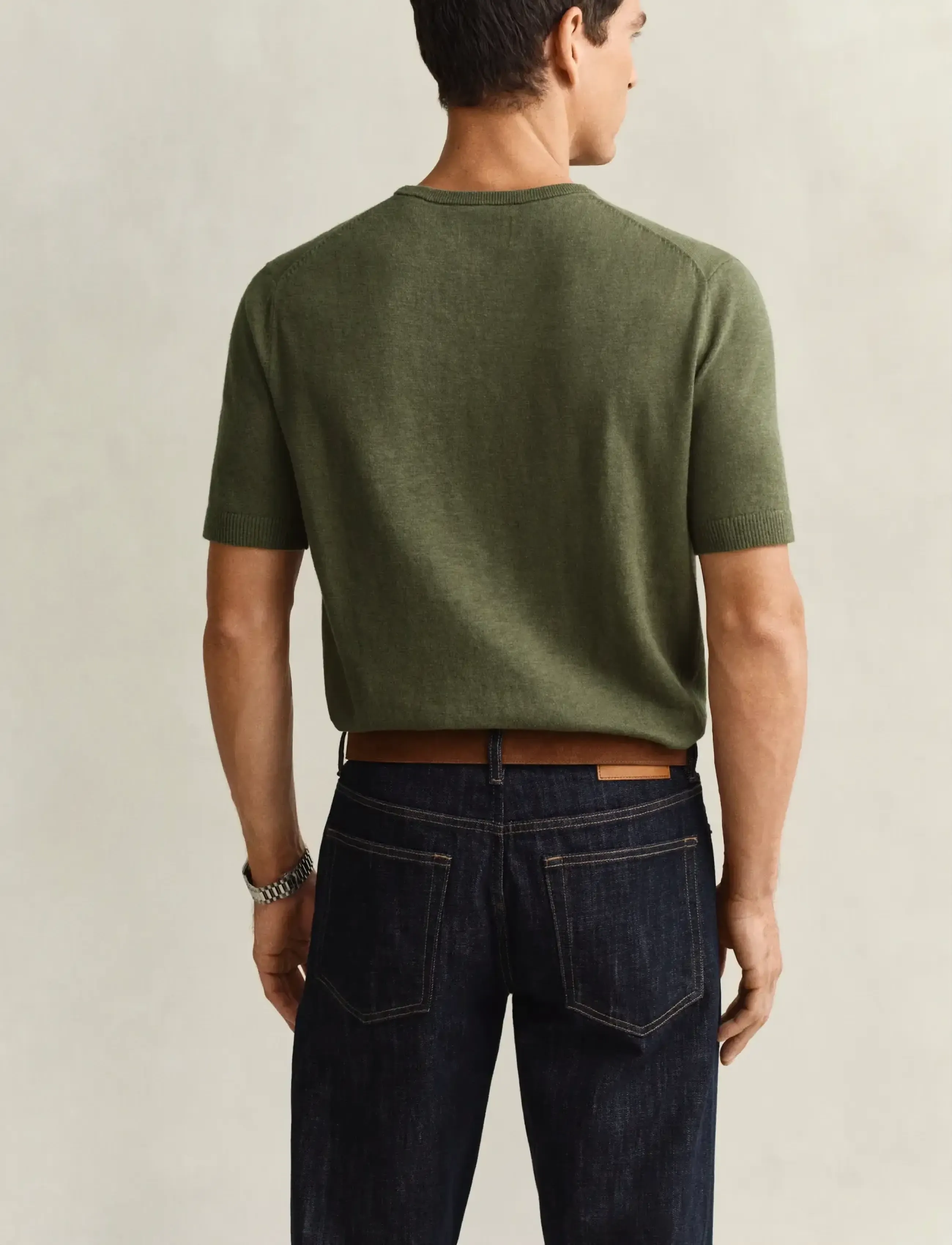 Gant - SLUB COTTON LINEN SS C-NECK - t-shirts à manches courtes - dry herb green - 2