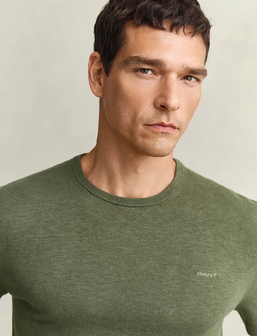 Gant - SLUB COTTON LINEN SS C-NECK - t-shirts à manches courtes - dry herb green - 3