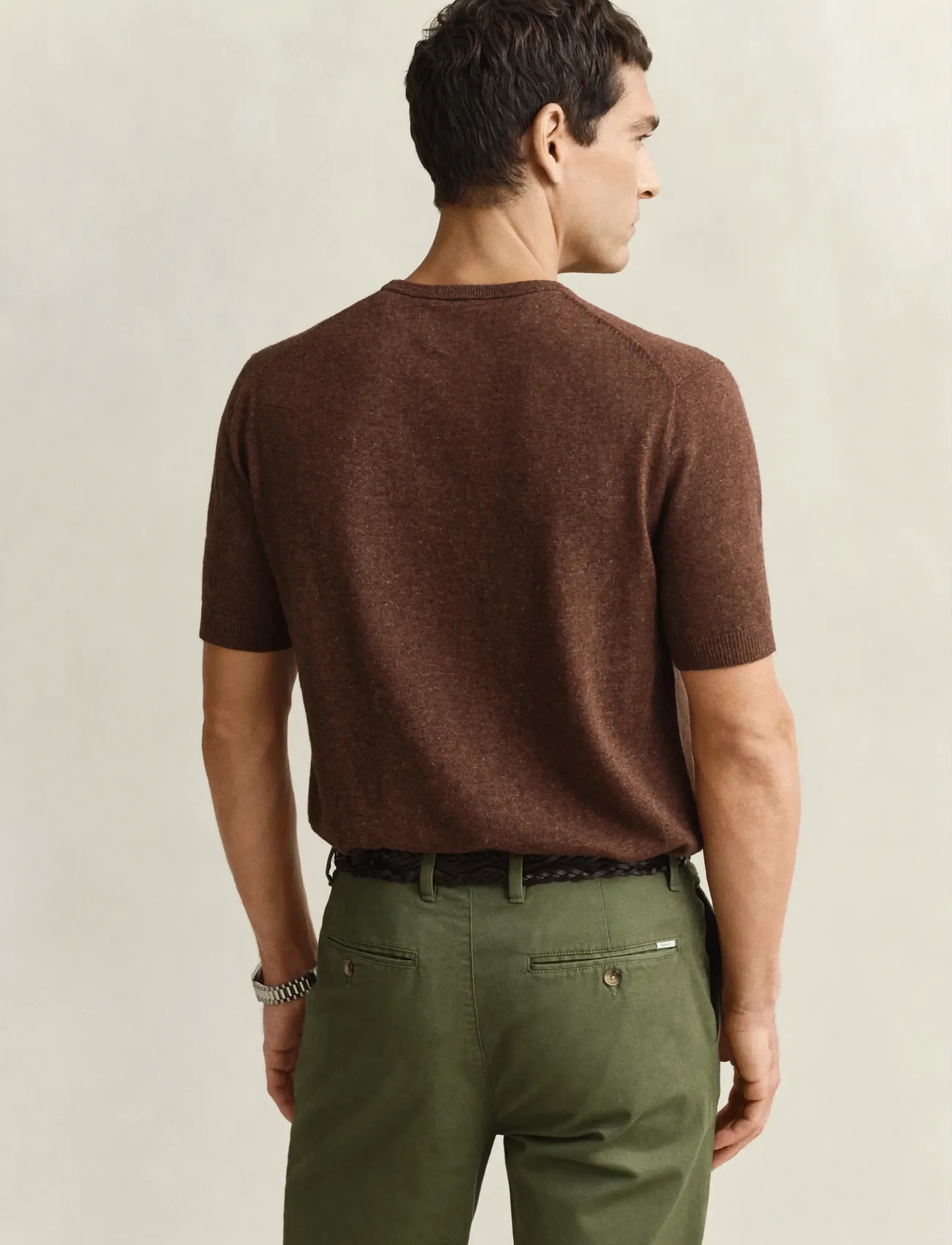 Gant - SLUB COTTON LINEN SS C-NECK - kortærmede t-shirts - hazelnut melange - 2