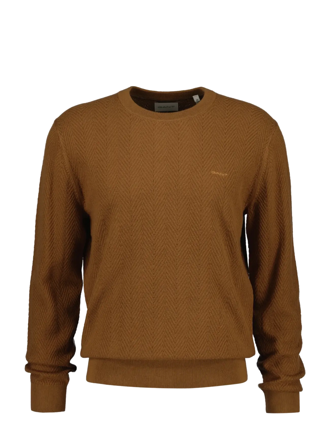 Gant HERRINGBONE TEXTURED C-NECK - Preppy - CARAMEL BROWN / brown