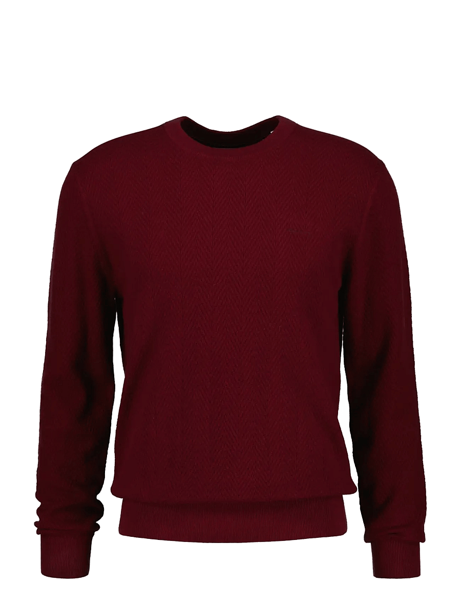 Gant - HERRINGBONE TEXTURED C-NECK - rundhals - plumped red - 0