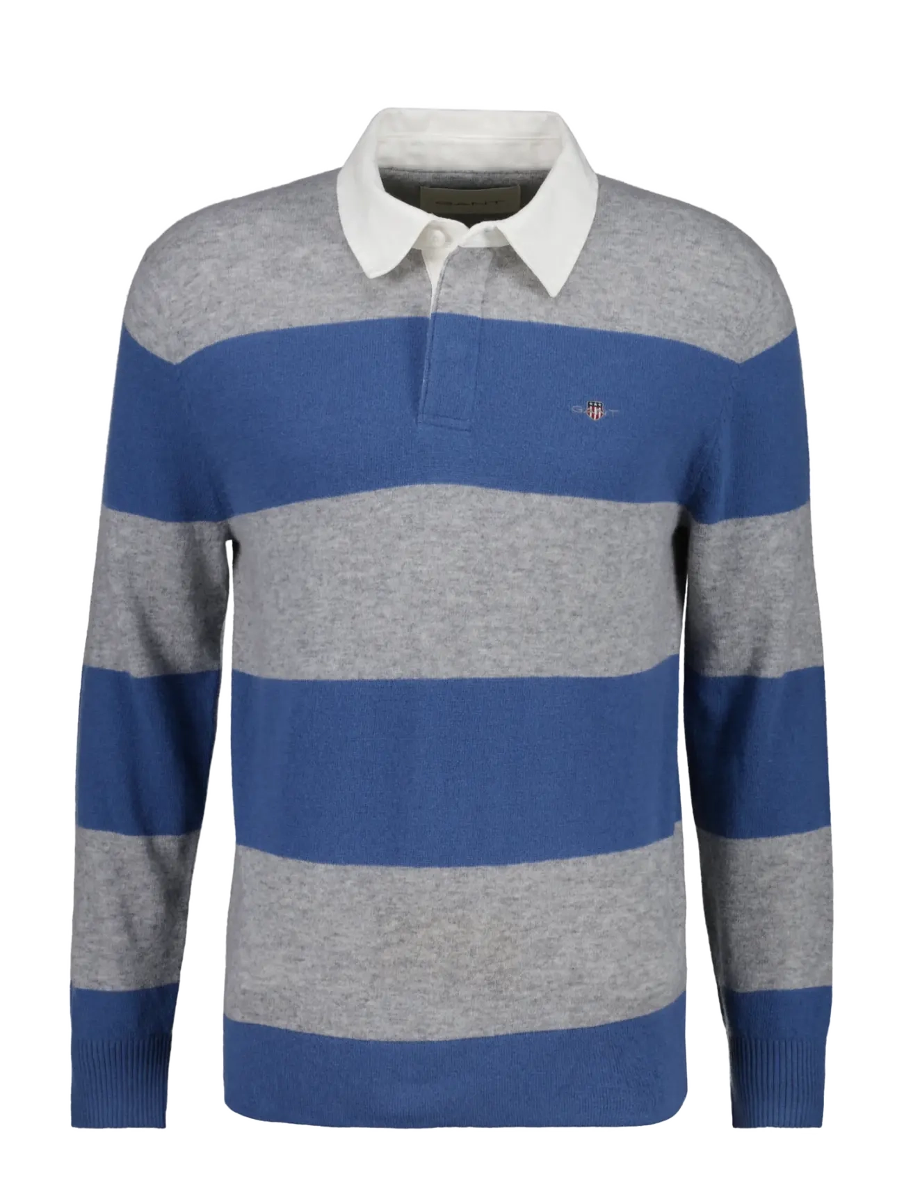 Gant - BARSTRIPED LAMBSWOOL RUGGER - langärmelige strick-polohemden - grey melange - 1