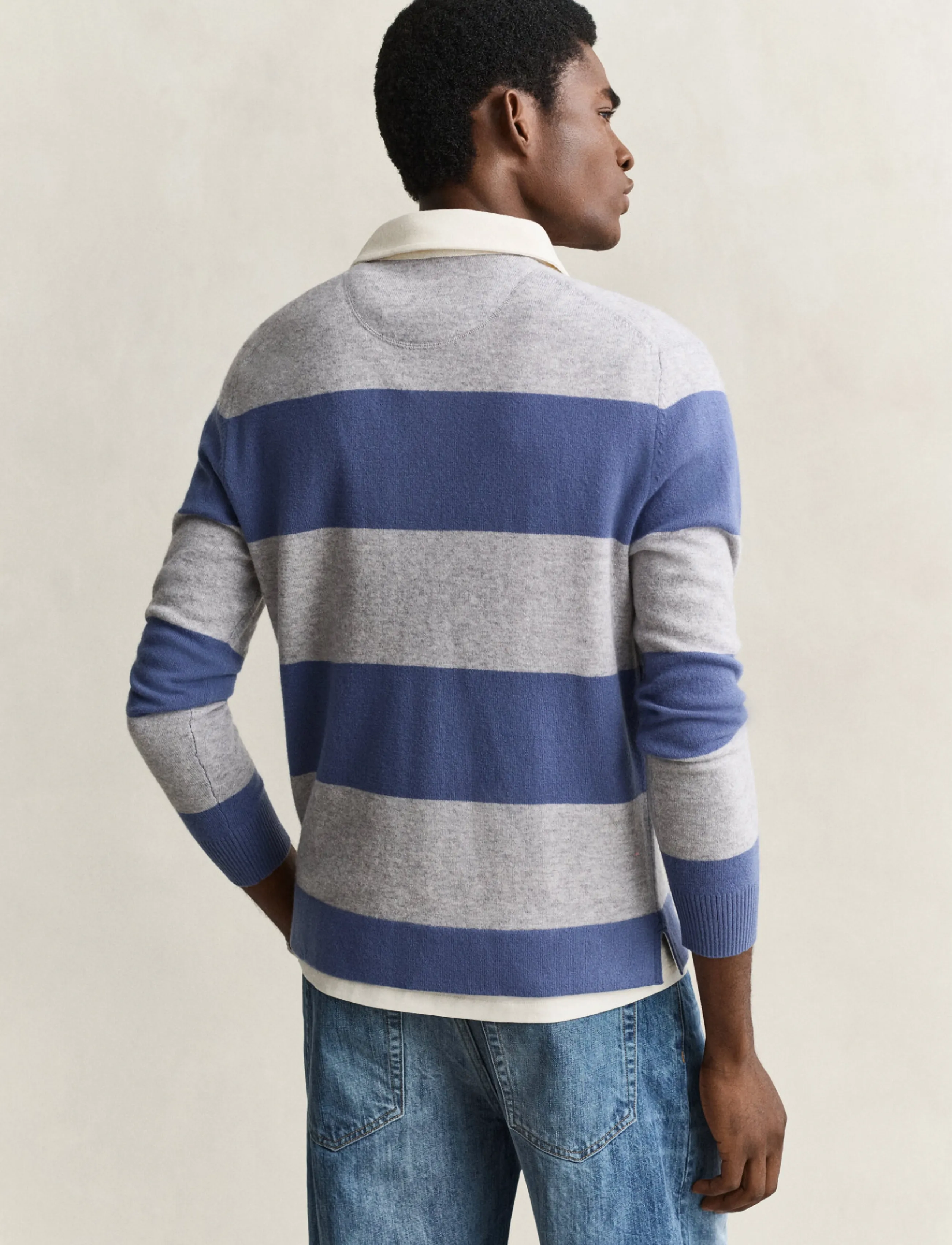 Gant - BARSTRIPED LAMBSWOOL RUGGER - langärmelige strick-polohemden - grey melange - 2