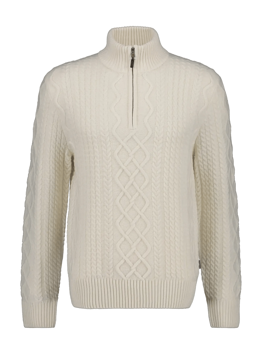 Gant - WOOL BLEND CABLE KNIT HALF ZIP - half zip-tröjor - cream - 0