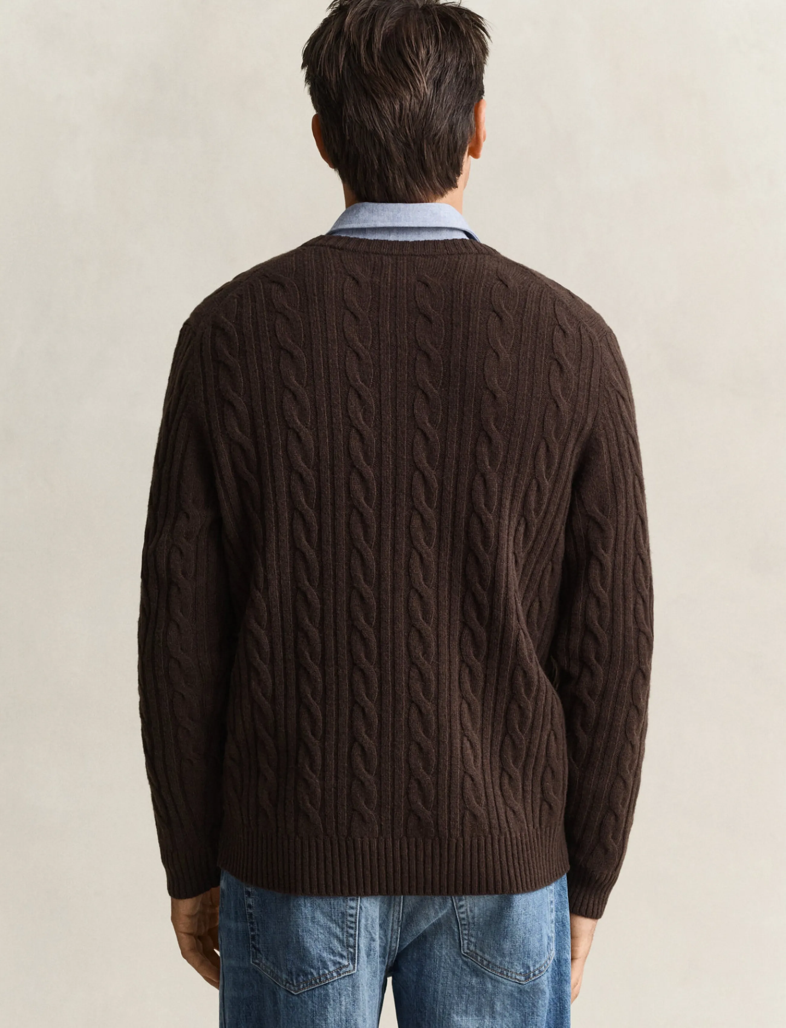 Gant - LAMBSWOOL CABLE C-NECK - round necks - black brown - 2