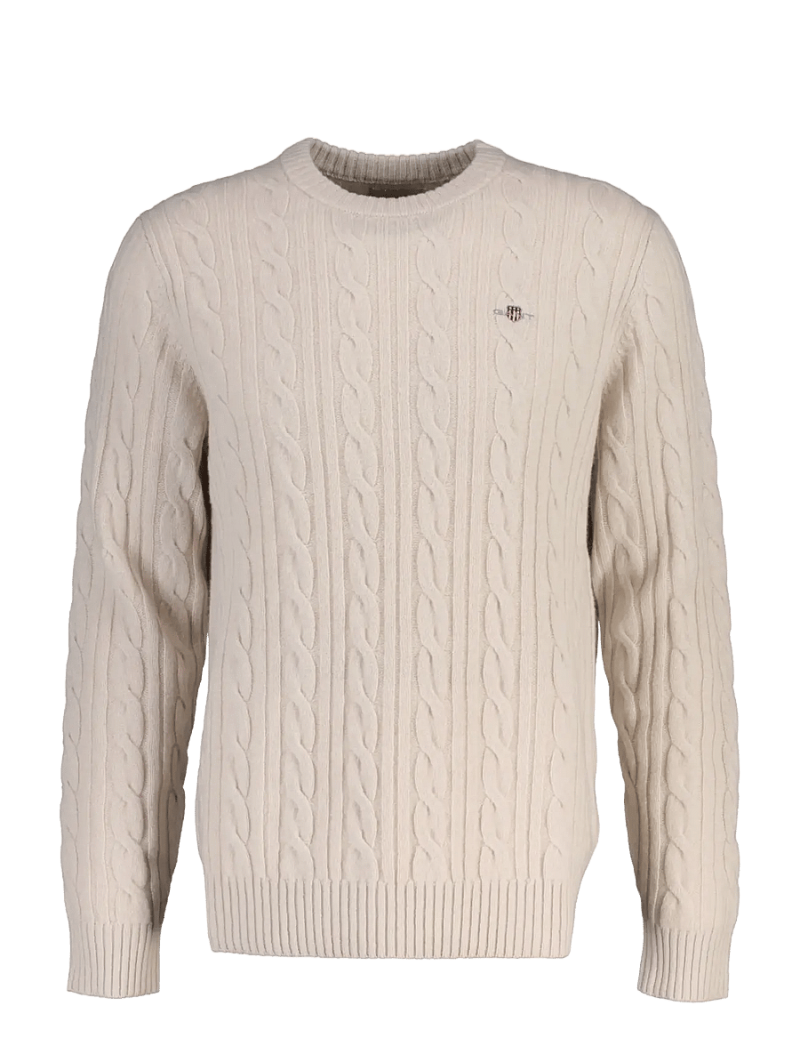 Gant - LAMBSWOOL CABLE C-NECK - Ümara kaelusega - clay beige - 1