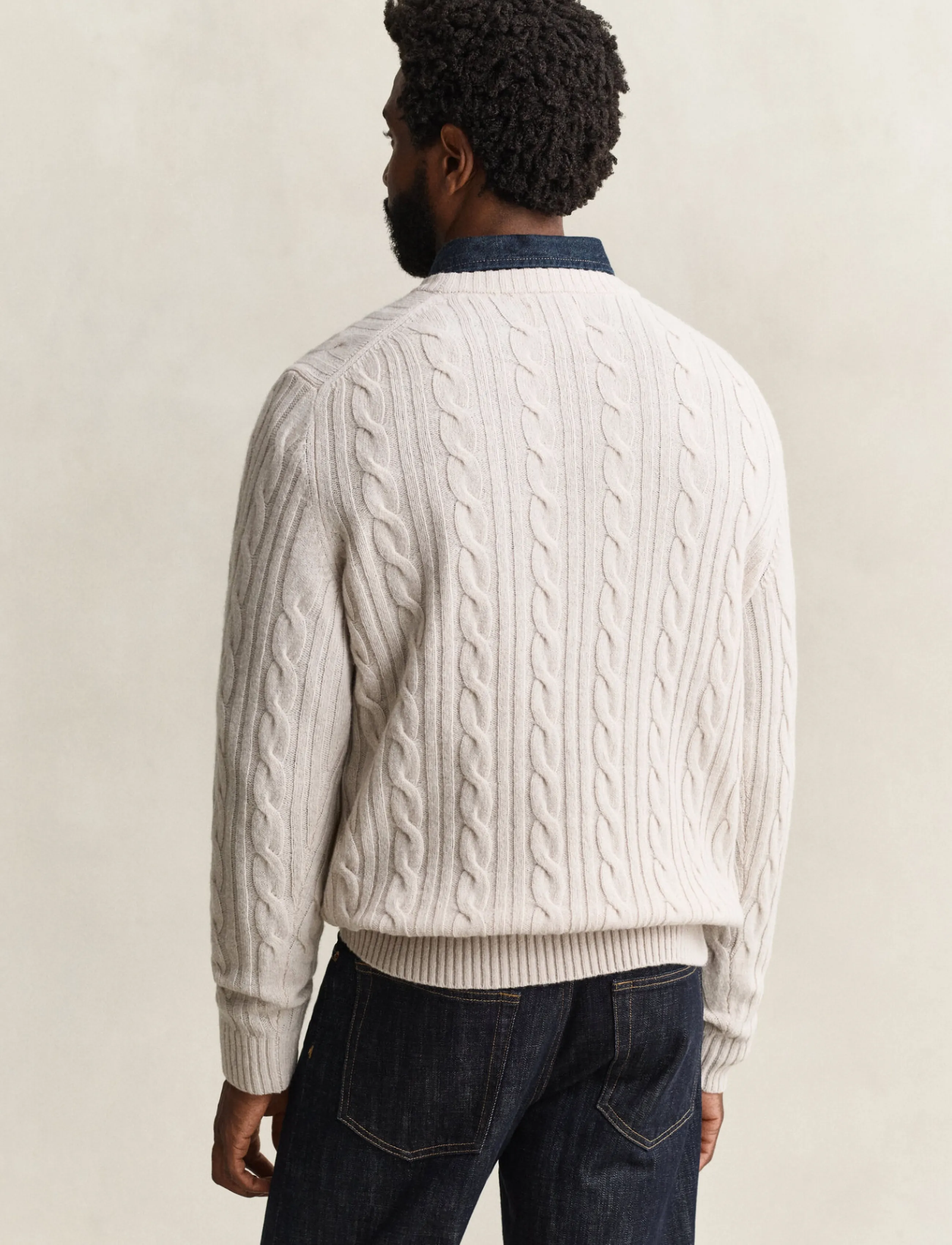 Gant - LAMBSWOOL CABLE C-NECK - Ümara kaelusega - clay beige - 2