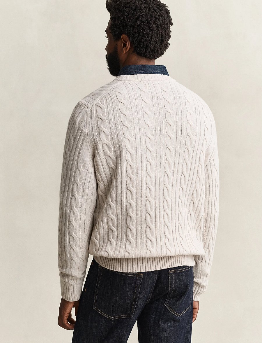 Gant - LAMBSWOOL CABLE C-NECK - Ümara kaelusega - clay beige - 2