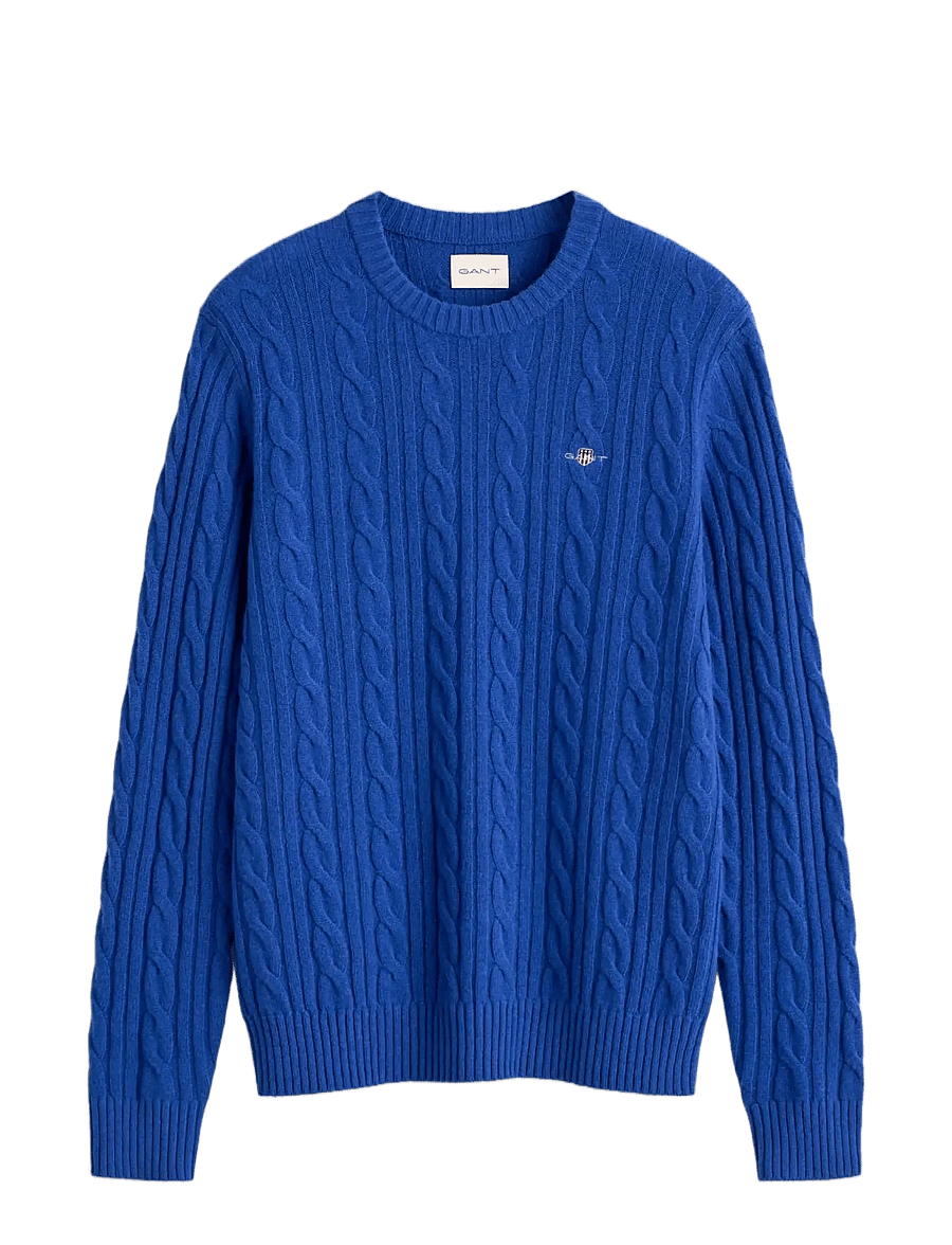 Gant - LAMBSWOOL CABLE C-NECK - Ümara kaelusega - crisp blue - 0