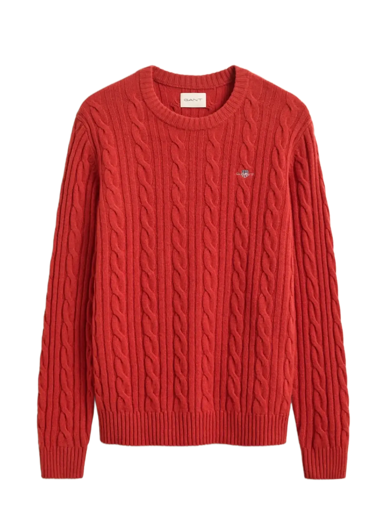Gant LAMBSWOOL CABLE C-NECK - Gant - MAPLE FIRE / red