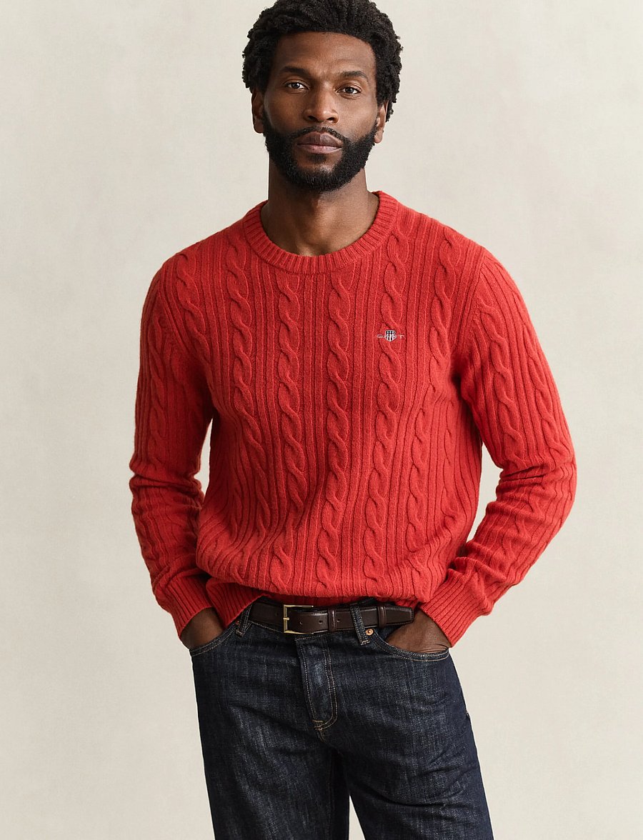 Gant - LAMBSWOOL CABLE C-NECK - maple fire - 0