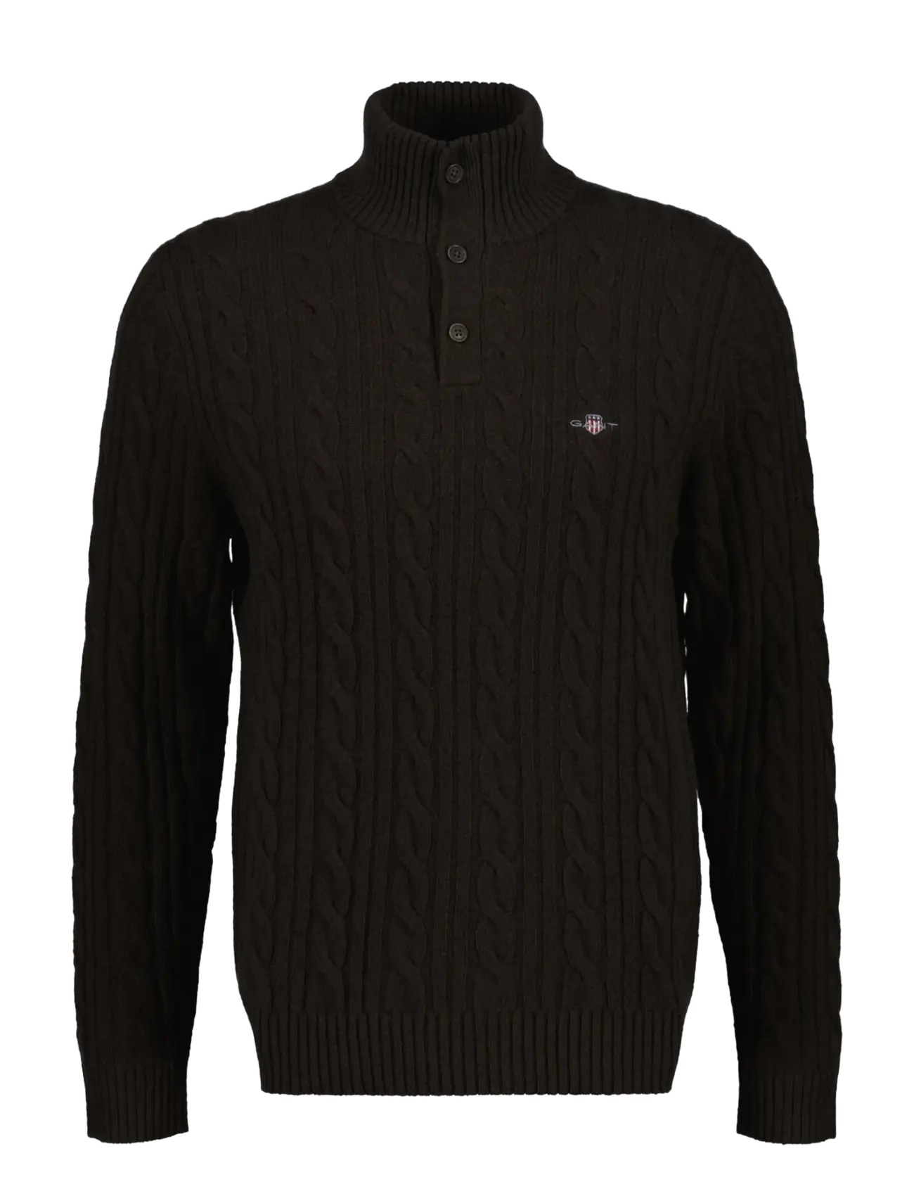 Gant LAMBSWOOL CABLE HB - Clothing - BLACK BROWN / brown