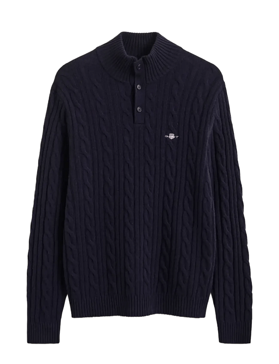 Gant - LAMBSWOOL CABLE HB - half zip jumpers - evening blue - 1