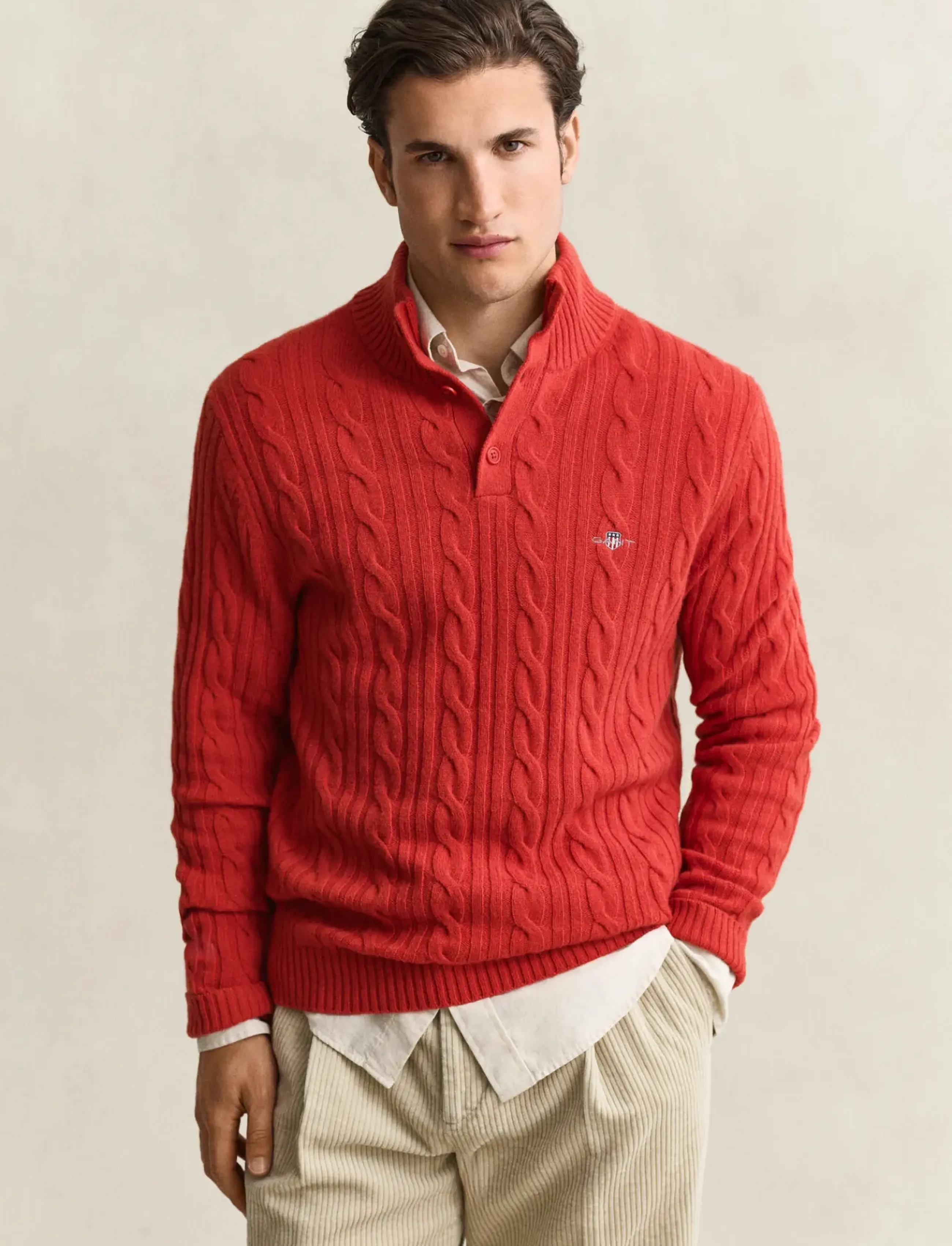 Gant - LAMBSWOOL CABLE HB - sügisesed riided - maple fire - 0