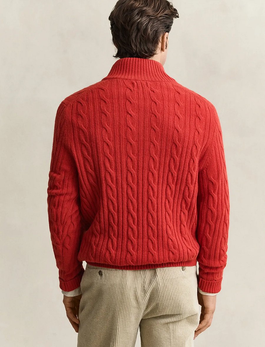 Gant - LAMBSWOOL CABLE HB - pullover mit halbem reißverschluss - maple fire - 2