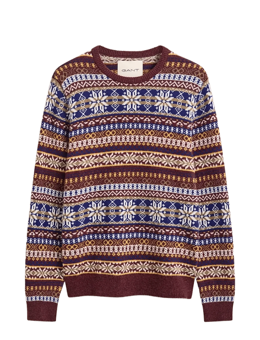 Gant - FAIR ISLE C-NECK - Ümara kaelusega - dk. burgundy mel - 0