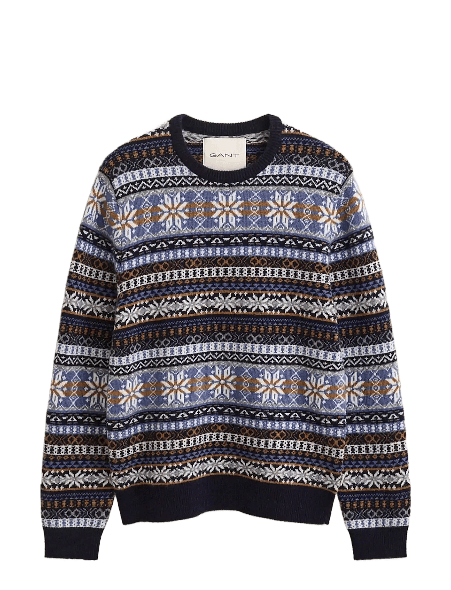 Gant - FAIR ISLE C-NECK - round necks - evening blue - 1