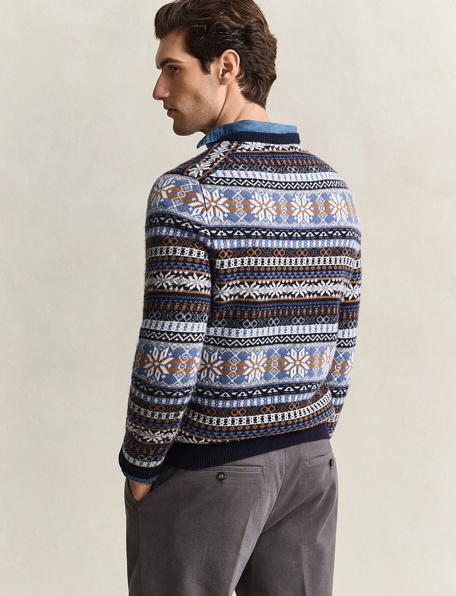 Gant - FAIR ISLE C-NECK - round necks - evening blue - 2