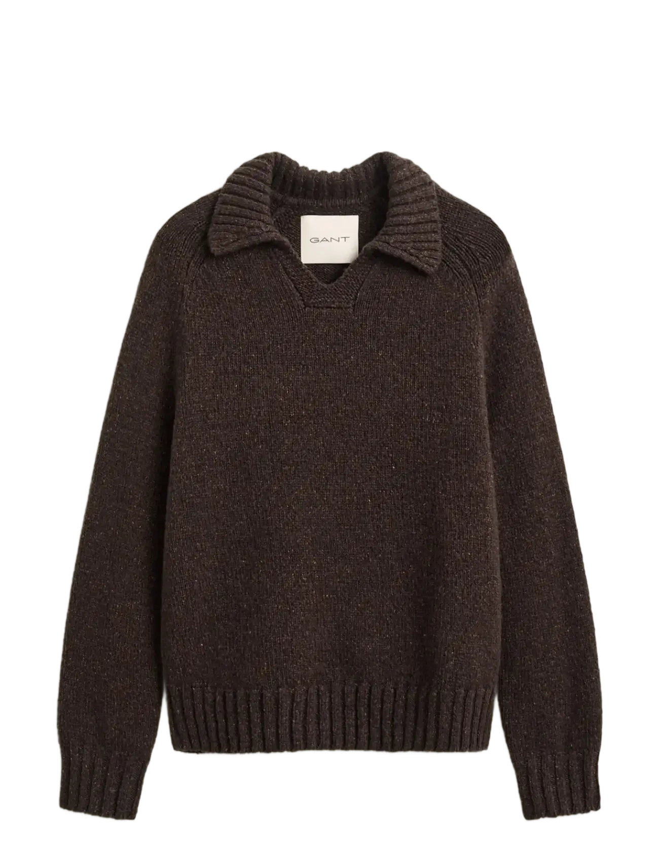 Gant WOOL SILK POLO - Clothing - DK BROWN MELANGE / brown