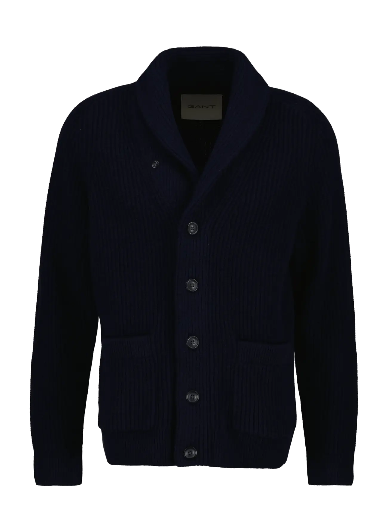 Gant RIBBED WOOL BLEND SHAWL CARDIGAN - Koftor - EVENING BLUE / navy
