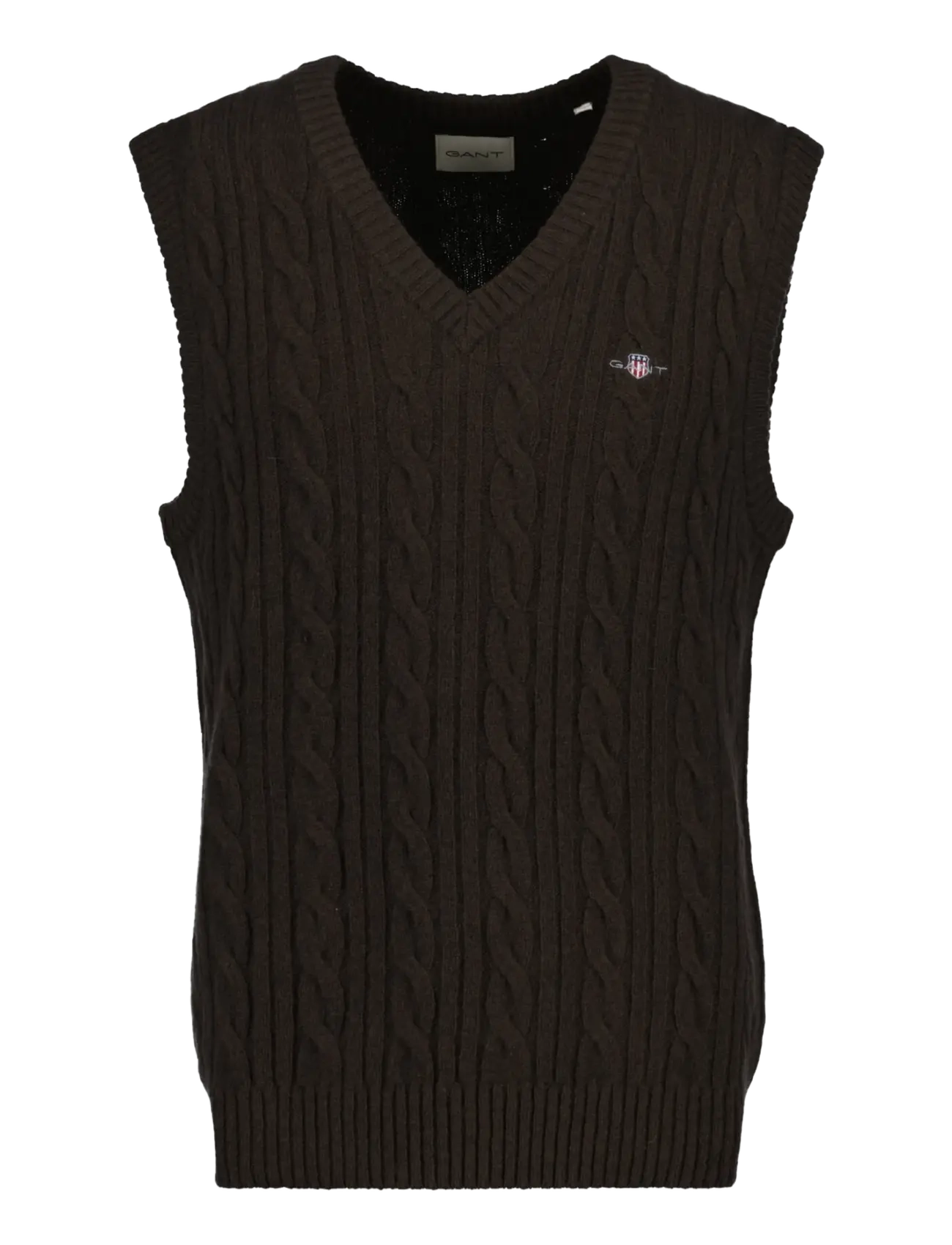 Gant LAMBSWOOL CABLE VEST - Strickwesten - BLACK BROWN / brown
