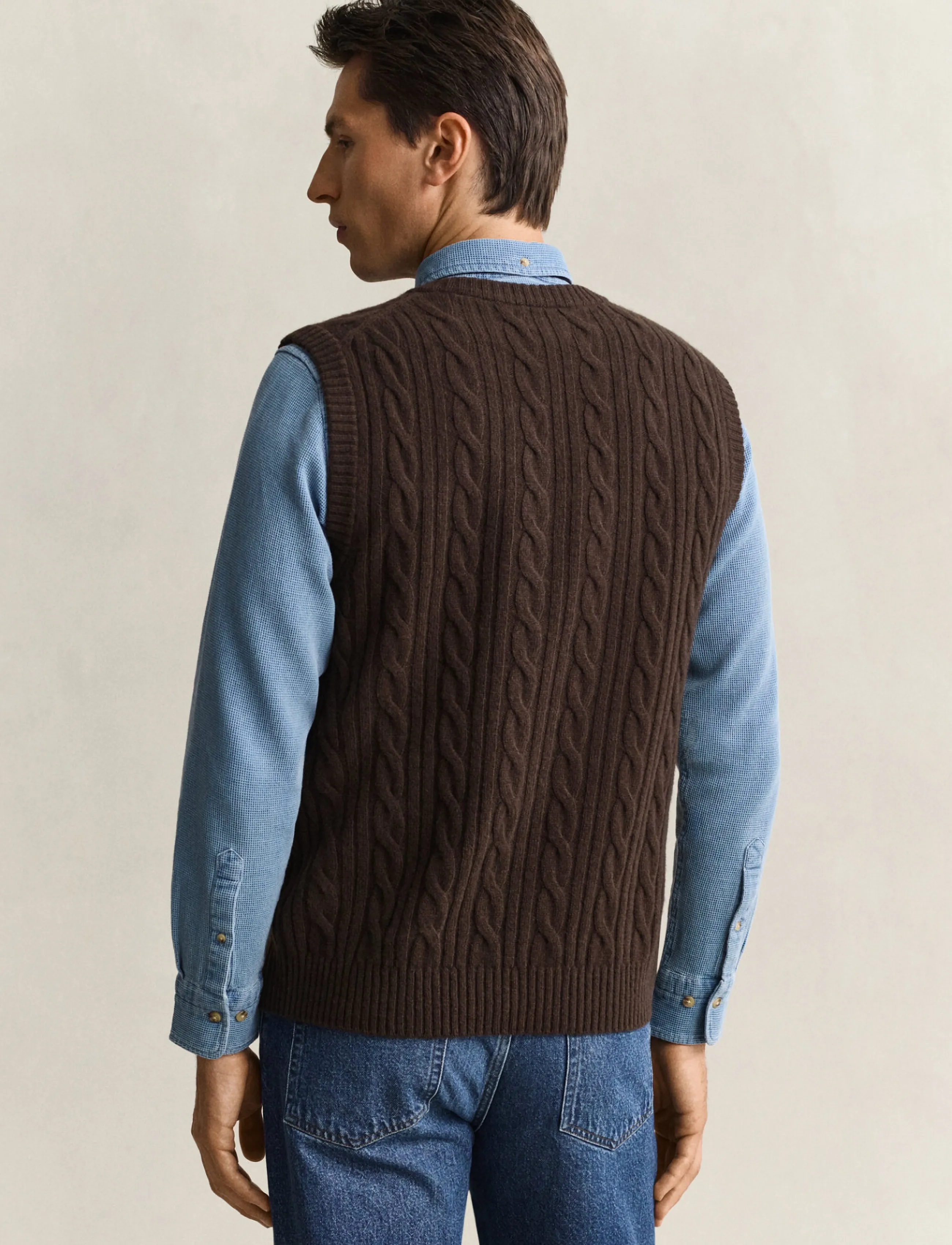 Gant Lambswool Cable Vest västar herr – bild 2