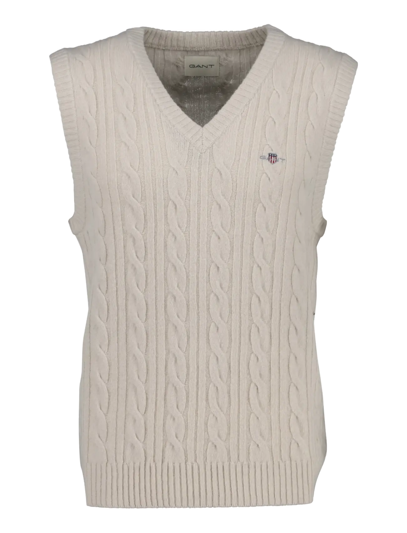 Gant LAMBSWOOL CABLE VEST - Strickwesten - CLAY BEIGE / beige