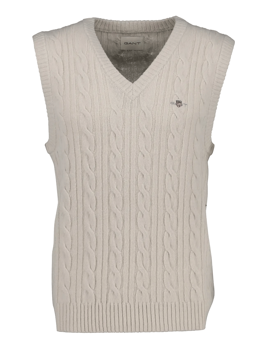Gant - LAMBSWOOL CABLE VEST - strickwesten - clay beige - 1