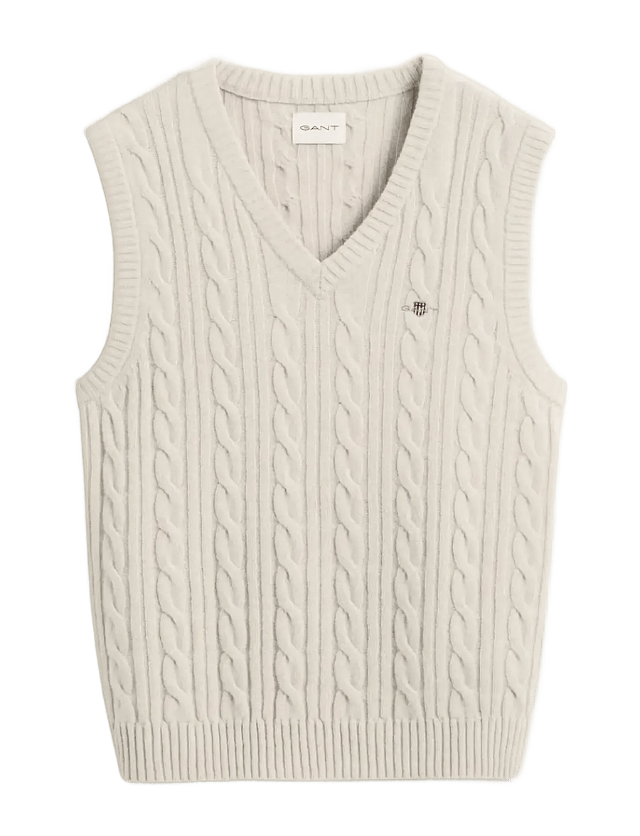 Gant - LAMBSWOOL CABLE VEST - stickade västar - clay beige - 1