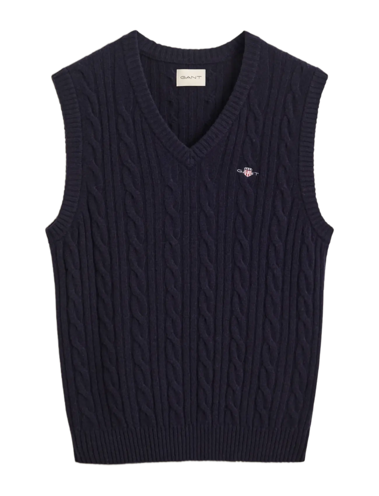 Gant LAMBSWOOL CABLE VEST - Strickwesten - EVENING BLUE / navy